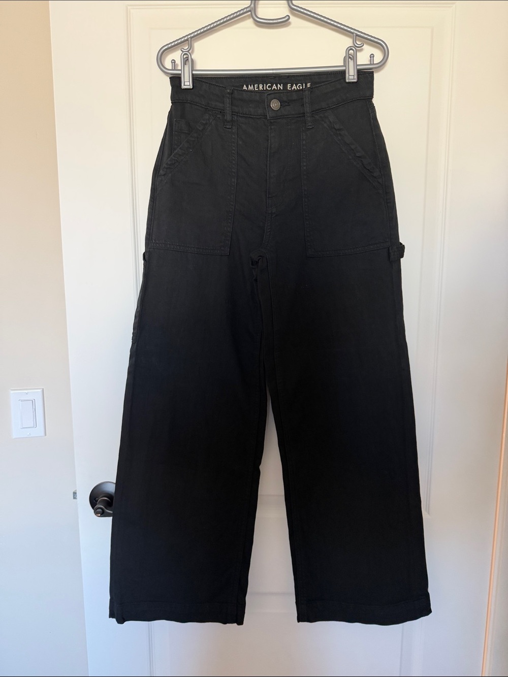 American Eagle Black Stretch Pants with Branded Waistband